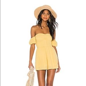 Off the shoulder yellow romper